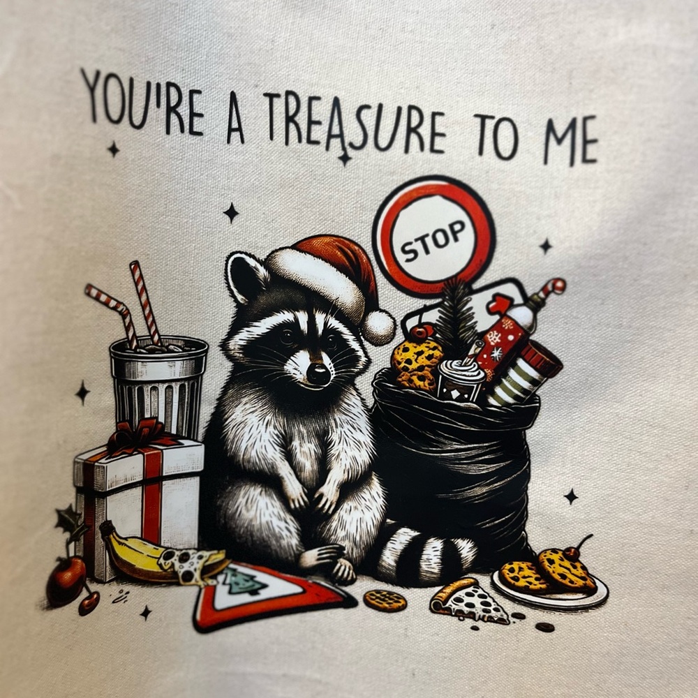 Festive Raccoon Graphic Tote Bag